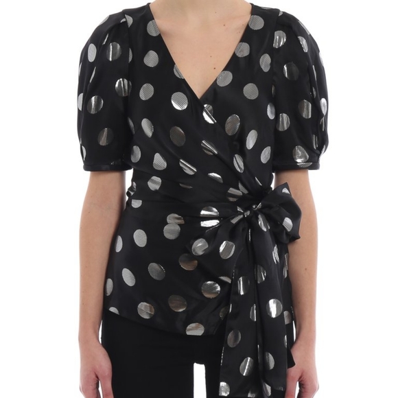 Diane Von Furstenberg Larryn Dotted Wrap Blouse - Picture 5 of 13